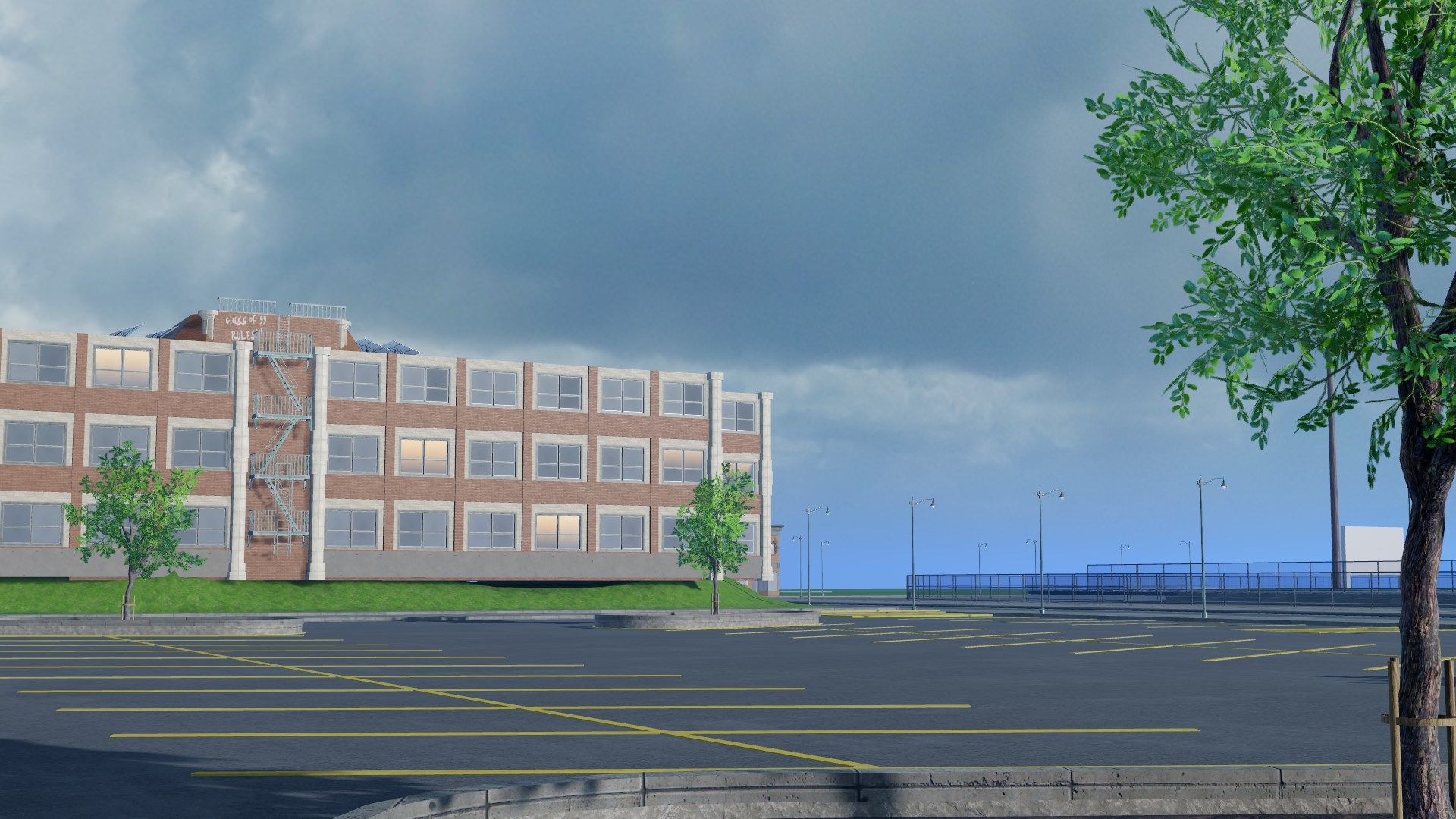 high school parking lot